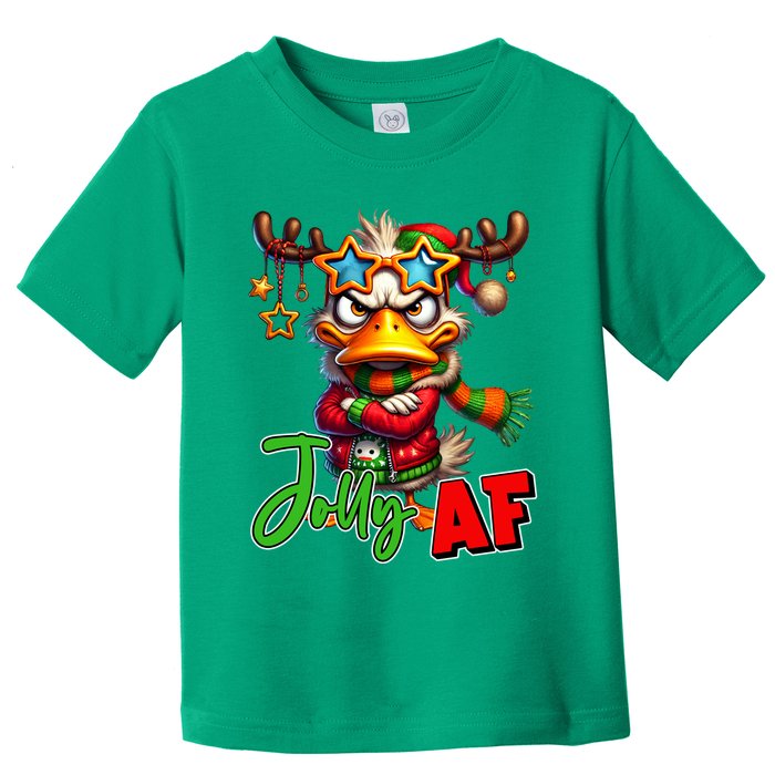 Reindeer Jolly Af Funny Sarcastic Grumpy Duck Christmas Toddler T-Shirt