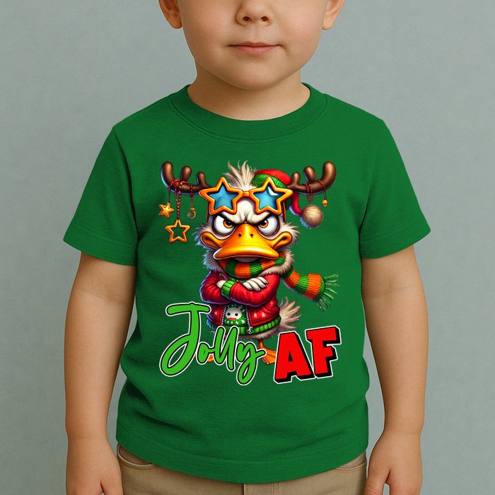 Reindeer Jolly Af Funny Sarcastic Grumpy Duck Christmas Toddler T-Shirt