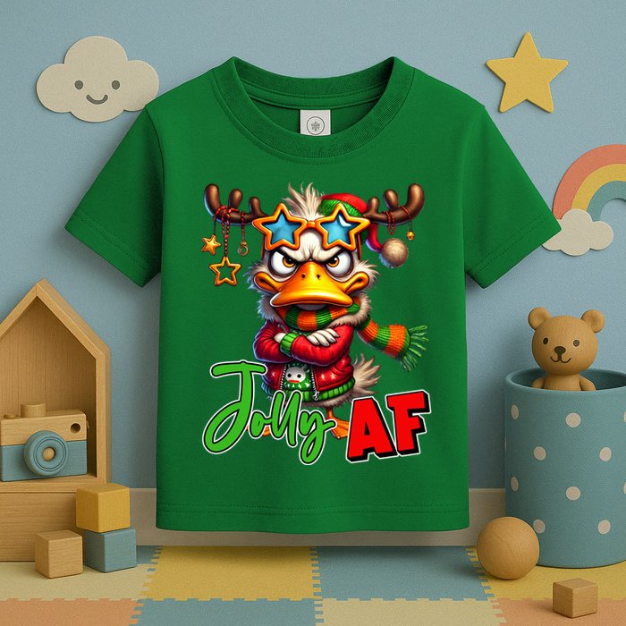 Reindeer Jolly Af Funny Sarcastic Grumpy Duck Christmas Toddler T-Shirt