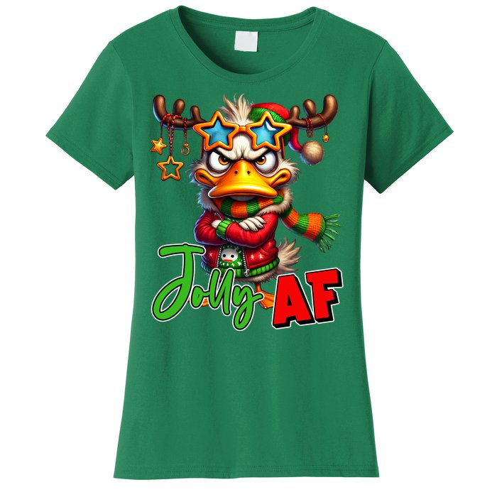 Reindeer Jolly Af Funny Sarcastic Grumpy Duck Christmas Women's T-Shirt