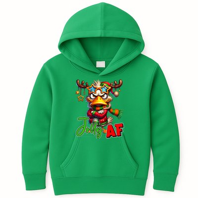 Reindeer Jolly Af Funny Sarcastic Grumpy Duck Christmas Kids Hoodie
