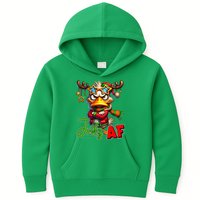 Reindeer Jolly Af Funny Sarcastic Grumpy Duck Christmas Kids Hoodie