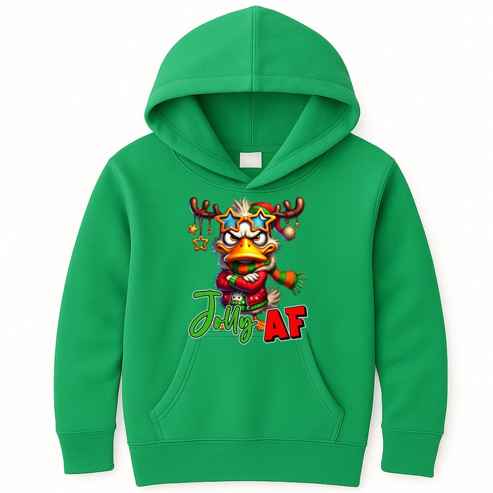 Reindeer Jolly Af Funny Sarcastic Grumpy Duck Christmas Kids Hoodie