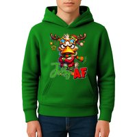 Reindeer Jolly Af Funny Sarcastic Grumpy Duck Christmas Kids Hoodie