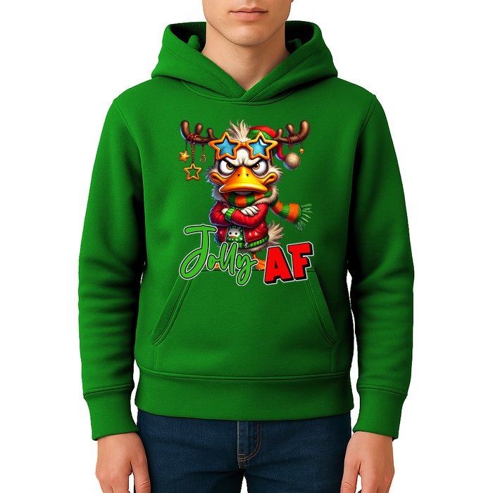 Reindeer Jolly Af Funny Sarcastic Grumpy Duck Christmas Kids Hoodie