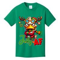 Reindeer Jolly Af Funny Sarcastic Grumpy Duck Christmas Kids T-Shirt