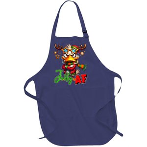 Reindeer Jolly Af Funny Sarcastic Grumpy Duck Christmas Full-Length Apron With Pockets