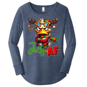 Reindeer Jolly Af Funny Sarcastic Grumpy Duck Christmas Women's Perfect Tri Tunic Long Sleeve Shirt