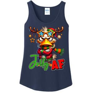 Reindeer Jolly Af Funny Sarcastic Grumpy Duck Christmas Ladies Essential Tank