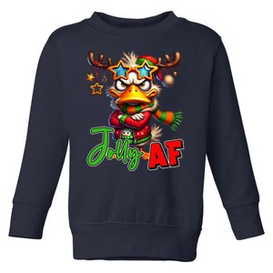 Reindeer Jolly Af Funny Sarcastic Grumpy Duck Christmas Toddler Sweatshirt