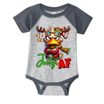 Reindeer Jolly Af Funny Sarcastic Grumpy Duck Christmas Infant Baby Jersey Bodysuit