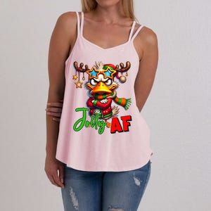 Reindeer Jolly Af Funny Sarcastic Grumpy Duck Christmas Women's Strappy Tank