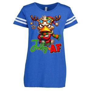 Reindeer Jolly Af Funny Sarcastic Grumpy Duck Christmas Enza Ladies Jersey Football T-Shirt