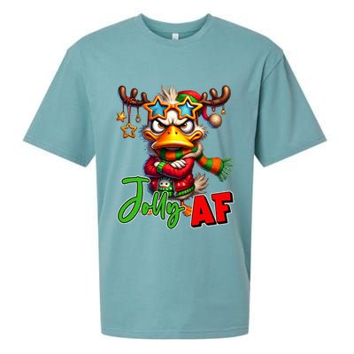 Reindeer Jolly Af Funny Sarcastic Grumpy Duck Christmas Sueded Cloud Jersey T-Shirt
