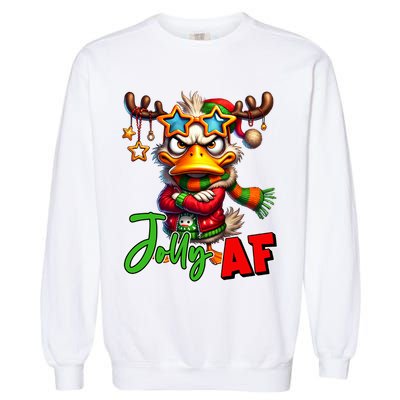 Reindeer Jolly Af Funny Sarcastic Grumpy Duck Christmas Garment-Dyed Sweatshirt