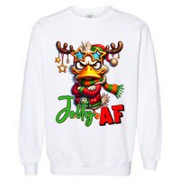 Reindeer Jolly Af Funny Sarcastic Grumpy Duck Christmas Garment-Dyed Sweatshirt