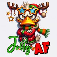 Reindeer Jolly Af Funny Sarcastic Grumpy Duck Christmas Garment-Dyed Sweatshirt