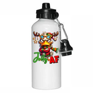 Reindeer Jolly Af Funny Sarcastic Grumpy Duck Christmas Aluminum Water Bottle