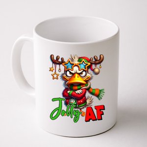 Reindeer Jolly Af Funny Sarcastic Grumpy Duck Christmas Coffee Mug