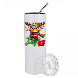 Reindeer Jolly Af Funny Sarcastic Grumpy Duck Christmas Stainless Steel Tumbler