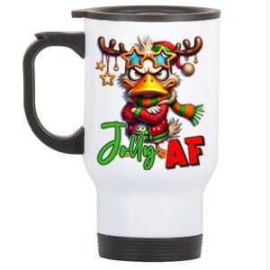 Reindeer Jolly Af Funny Sarcastic Grumpy Duck Christmas Stainless Steel Travel Mug