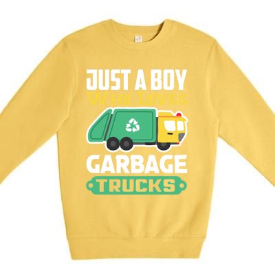 Recycling Just A Who Loves Garbage Trucks Gift Premium Crewneck Sweatshirt