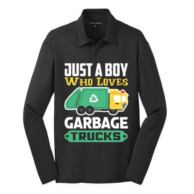 Recycling Just A Who Loves Garbage Trucks Gift Silk Touch Performance Long Sleeve Polo