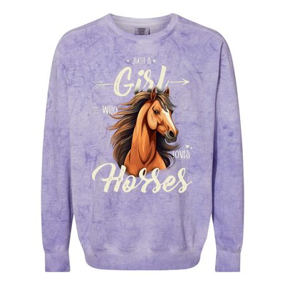 Riding Just A Girl Who Loves Horses Colorblast Crewneck Sweatshirt