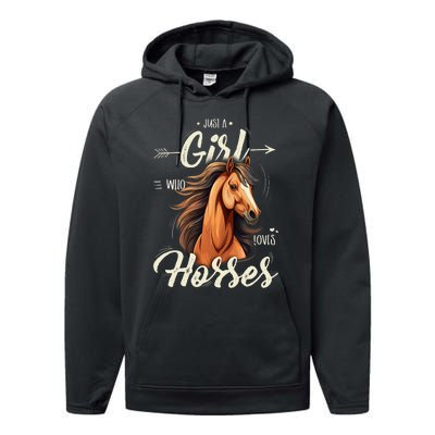 Riding Just A Girl Who Loves Horses Performance Fleece Hoodie