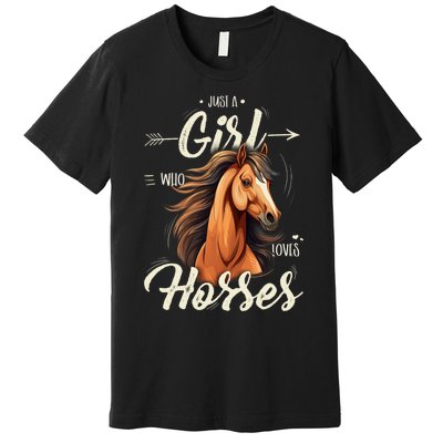 Riding Just A Girl Who Loves Horses Premium T-Shirt