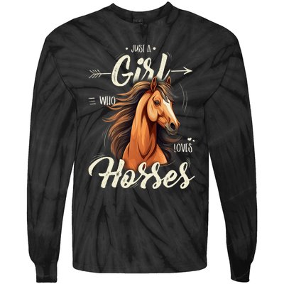 Riding Just A Girl Who Loves Horses Tie-Dye Long Sleeve Shirt