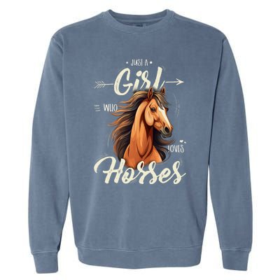 Riding Just A Girl Who Loves Horses Garment-Dyed Sweatshirt