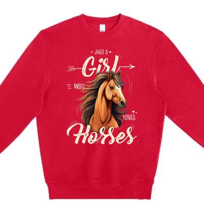 Riding Just A Girl Who Loves Horses Premium Crewneck Sweatshirt