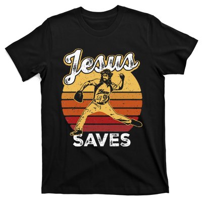 Retro Jesus A Saves Baseball Pitcher Fan Christian T-Shirt