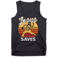 Retro Jesus A Saves Baseball Pitcher Fan Christian Tank Top