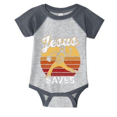 Retro Jesus A Saves Baseball Pitcher Fan Christian Infant Baby Jersey Bodysuit