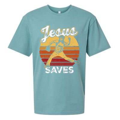 Retro Jesus A Saves Baseball Pitcher Fan Christian Sueded Cloud Jersey T-Shirt