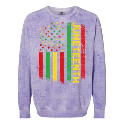 Retro Juneteenth American Flag June 19 1865 African American Meaningful Gift Colorblast Crewneck Sweatshirt