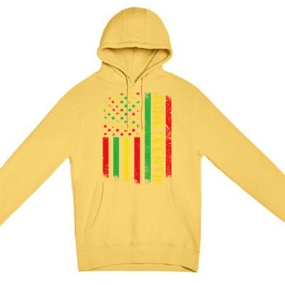 Retro Juneteenth American Flag June 19 1865 African American Meaningful Gift Premium Pullover Hoodie