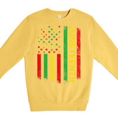 Retro Juneteenth American Flag June 19 1865 African American Meaningful Gift Premium Crewneck Sweatshirt