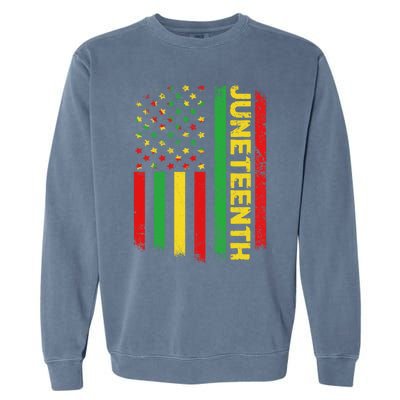 Retro Juneteenth American Flag June 19 1865 African American Meaningful Gift Garment-Dyed Sweatshirt