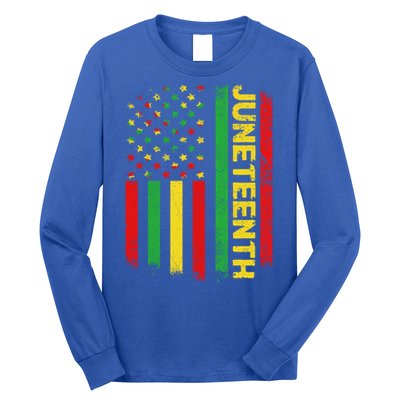 Retro Juneteenth American Flag June 19 1865 African American Meaningful Gift Long Sleeve Shirt