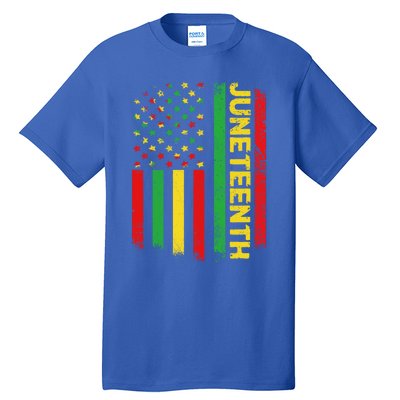 Retro Juneteenth American Flag June 19 1865 African American Meaningful Gift Tall T-Shirt