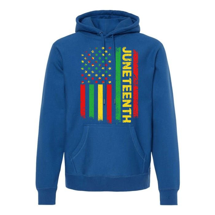 Retro Juneteenth American Flag June 19 1865 African American Meaningful Gift Premium Hoodie