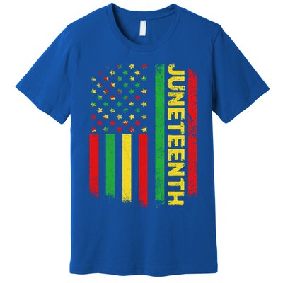 Retro Juneteenth American Flag June 19 1865 African American Meaningful Gift Premium T-Shirt