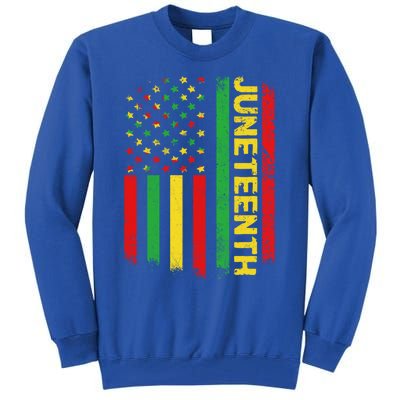 Retro Juneteenth American Flag June 19 1865 African American Meaningful Gift Tall Sweatshirt