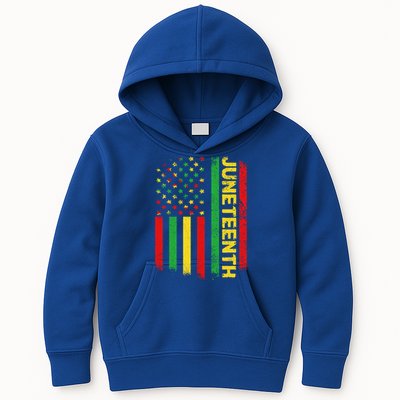 Retro Juneteenth American Flag June 19 1865 African American Meaningful Gift Kids Hoodie