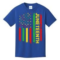 Retro Juneteenth American Flag June 19 1865 African American Meaningful Gift Kids T-Shirt