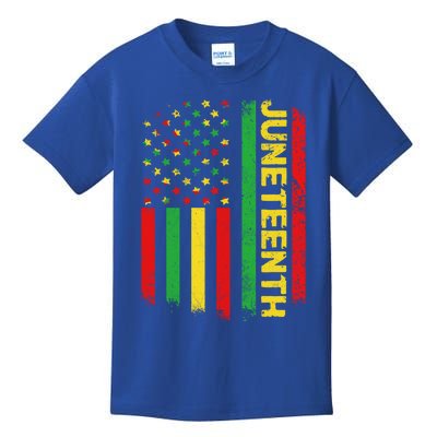 Retro Juneteenth American Flag June 19 1865 African American Meaningful Gift Kids T-Shirt