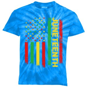 Retro Juneteenth American Flag June 19 1865 African American Meaningful Gift Kids Tie-Dye T-Shirt